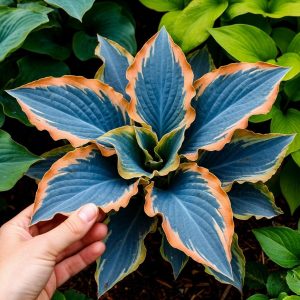 Хоста Океан Вью купить по цене от 960р. в интернет-магазине «Посадика» с доставкой почтой в в Нижнем Новгороде и по всей России – [изображение №1].